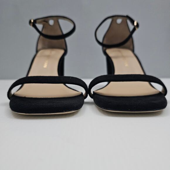 Stuart Weitzman Nudistcurve 75 Sandal Womens 9.5 Black Suede Block Heel Strappy - Picture 6 of 16